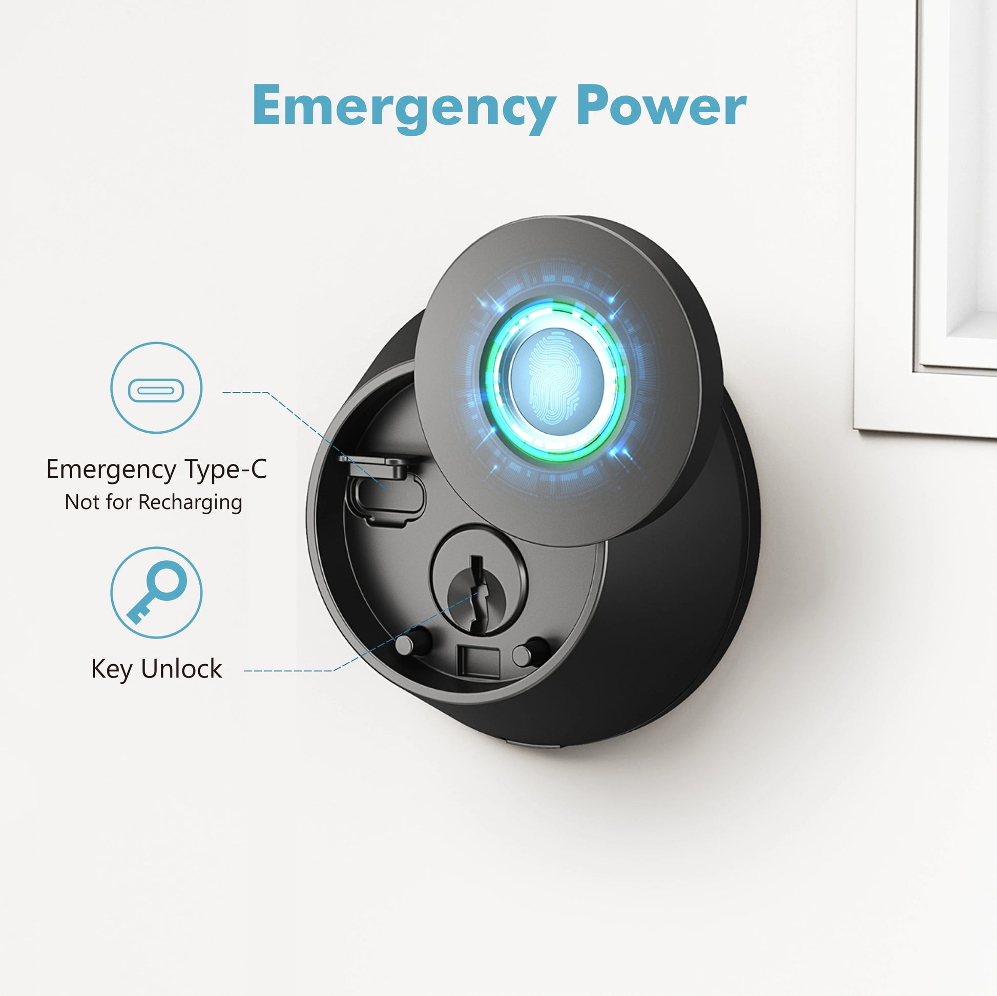 KeylessHome Smart Lock Fingerprint & Keypad Door Lock Bluetooth/Wi-Fi Smartphone App