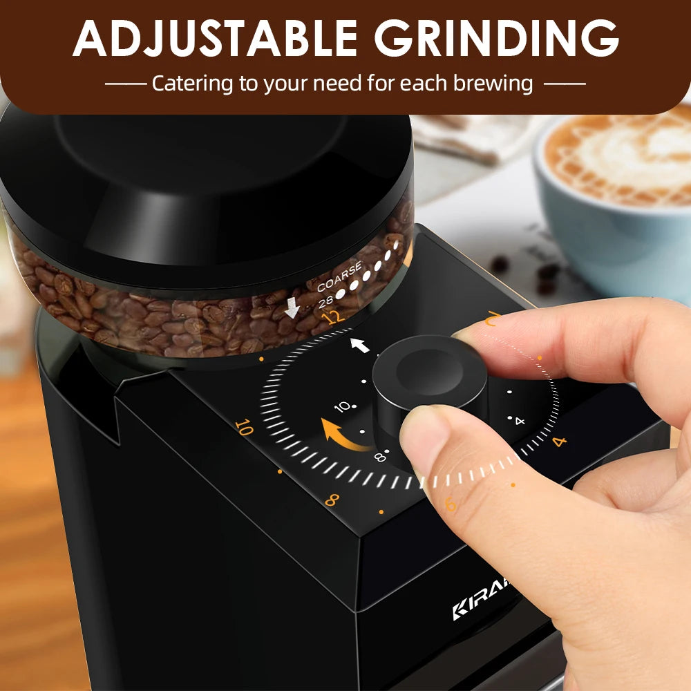 BeanMaster Coffee Grinder Electric Burr Mill Grinder Built-In Cleaning Brush