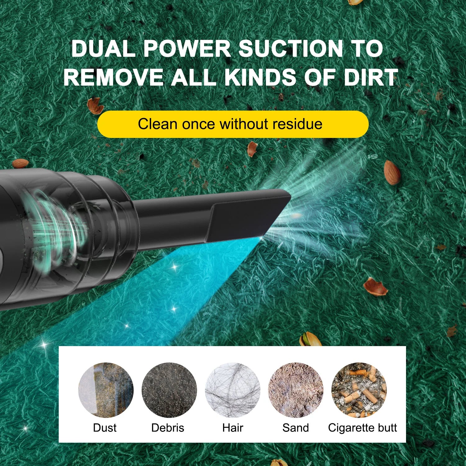 AutoClean Car Vacuum Cordless Handheld USB Rechargeable Battery