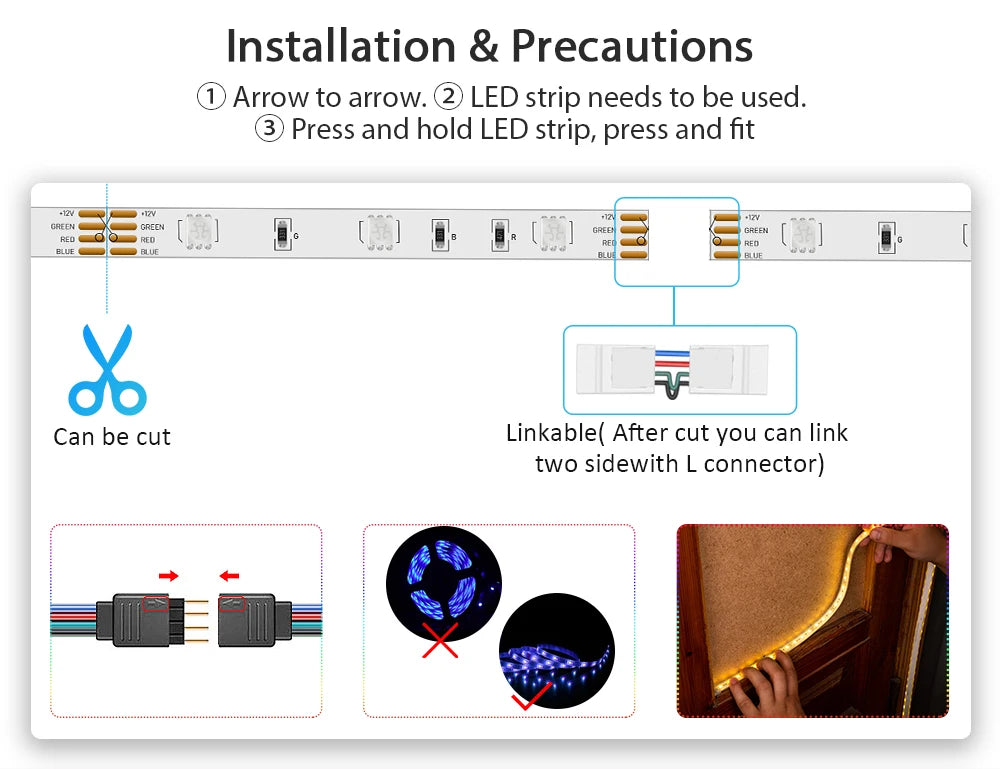 ColorSync RGB Strip Lights Smart LED Light Strip Bluetooth + Remote Control Music Sync Mode