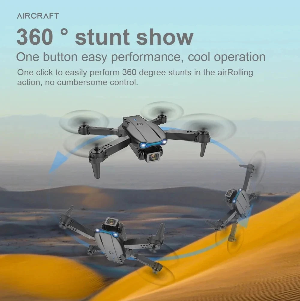 SkyCam 4K Drone HD Dual-Lens  Features Foldable Design Remote + Smartphone App
