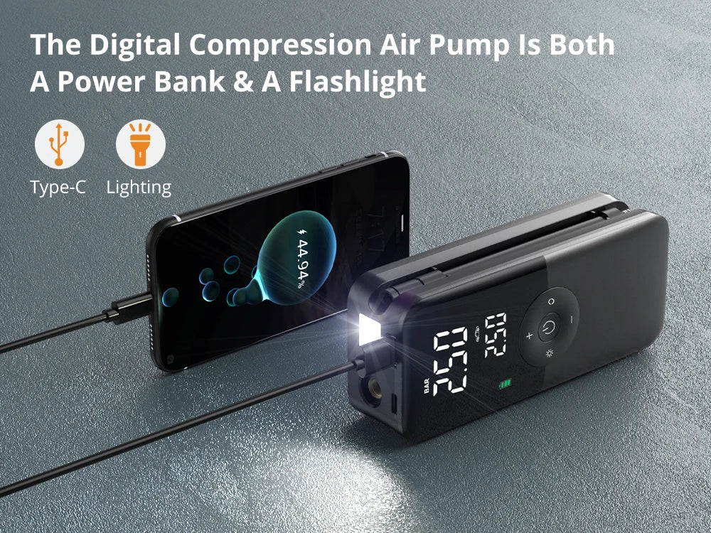 AutoPump Pro Inflator Portable Electric Air Pump  Digital PSI Gauge  USB Rechargeable Battery