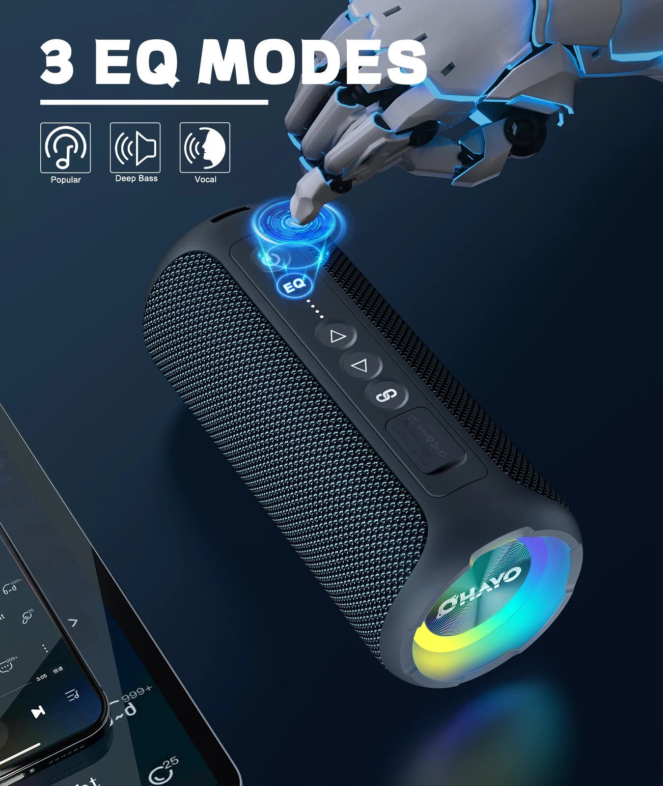 BeatWave Bluetooth Speaker Waterproof RGB Speaker Output Power 40W LED Light Pulse