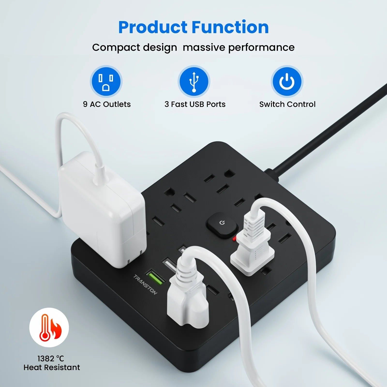 PowerHub Surge Protector Multi-Outlet Power Strip 6 AC Outlets + 4 USB Ports