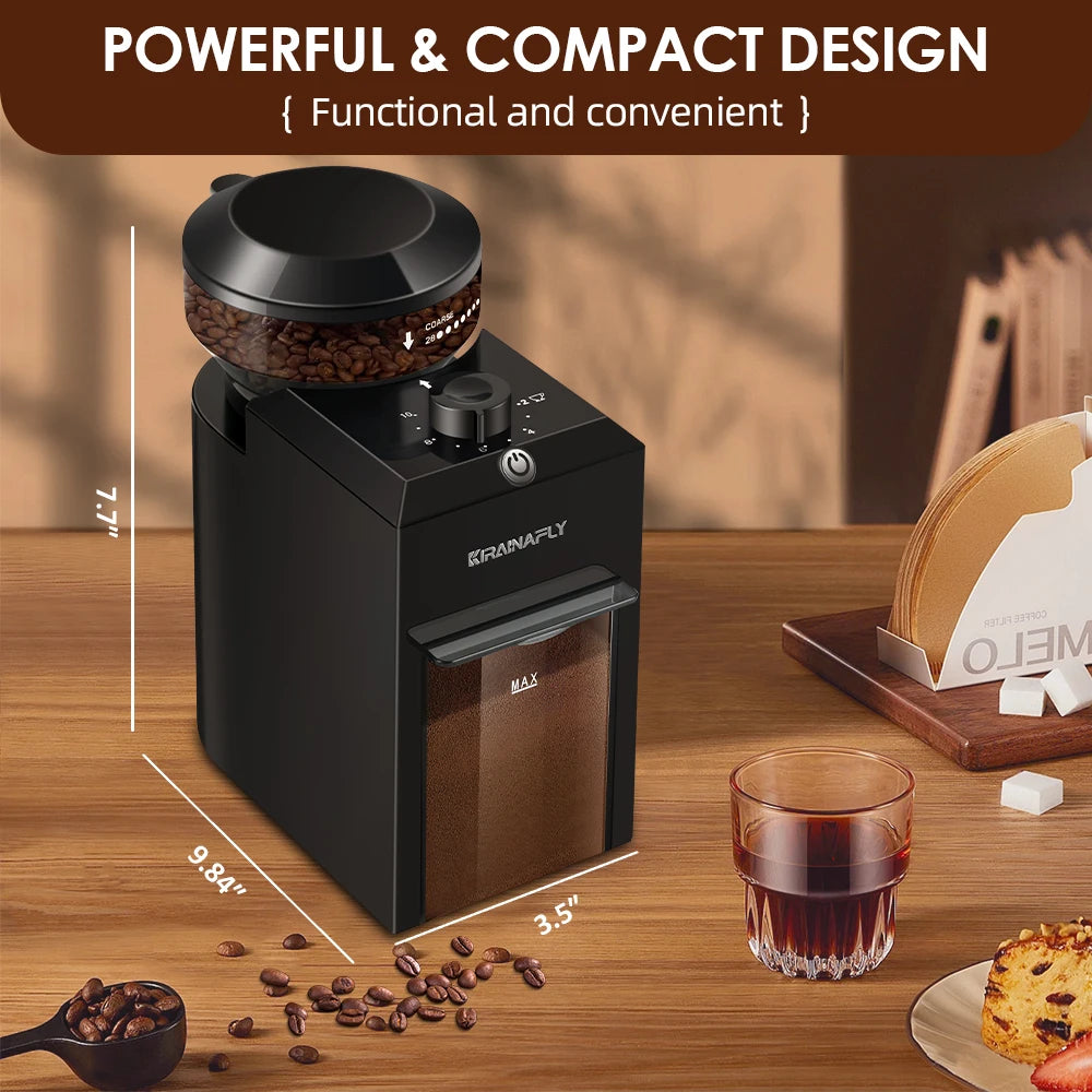 BeanMaster Coffee Grinder Electric Burr Mill Grinder Built-In Cleaning Brush