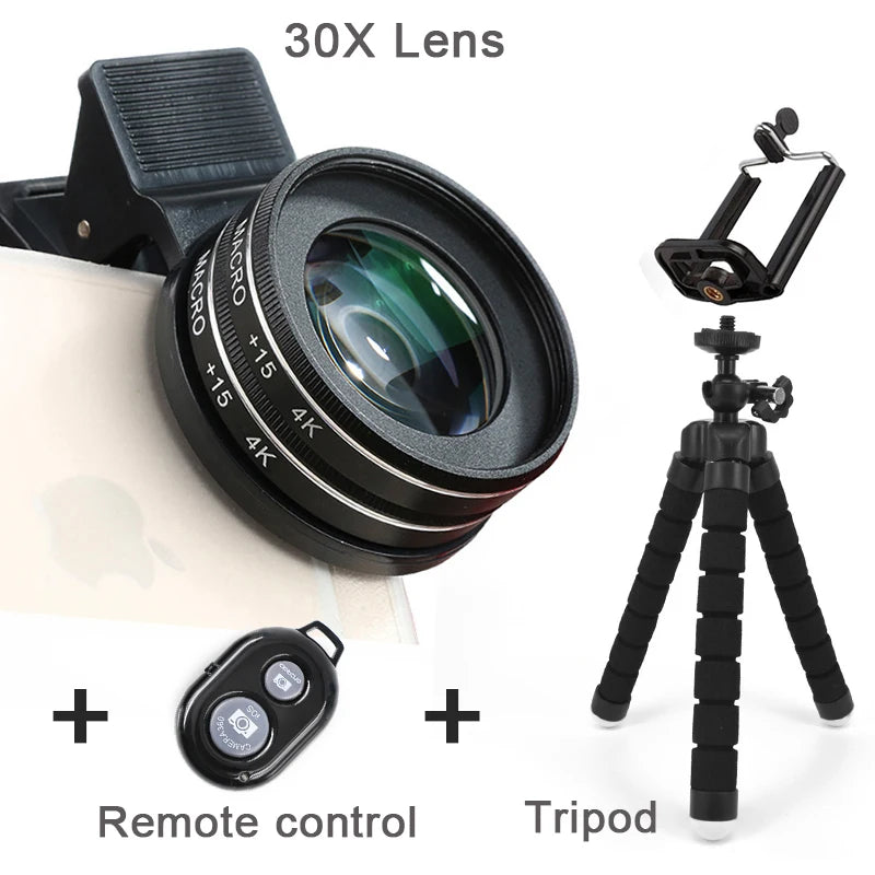 MacroLens Pro Kit Smartphone Camera Lenses Macro, Wide-Angle, Fish-Eye, Telephoto Clip-On