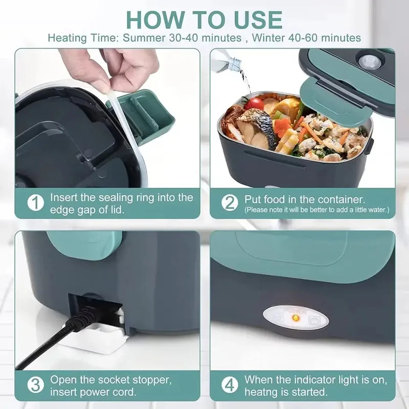 HotBox Portable Lunch Warmer 1.5L Stainless Steel Leak-Proof Container Electric